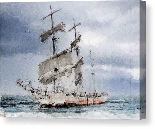 Sailing Ship Canvas Print featuring the digital art Wrecked by Geir Rosset