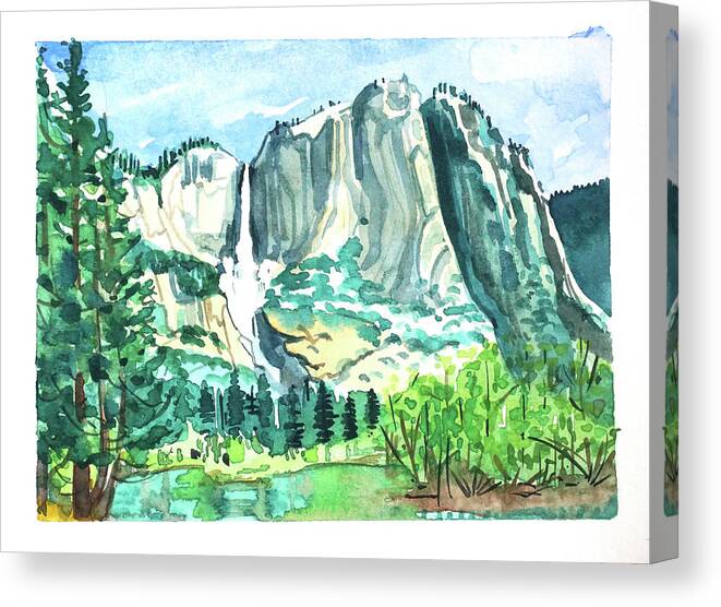 Yosemitenature Canvas Print featuring the painting Yosemite Falls #4 by Luisa Millicent