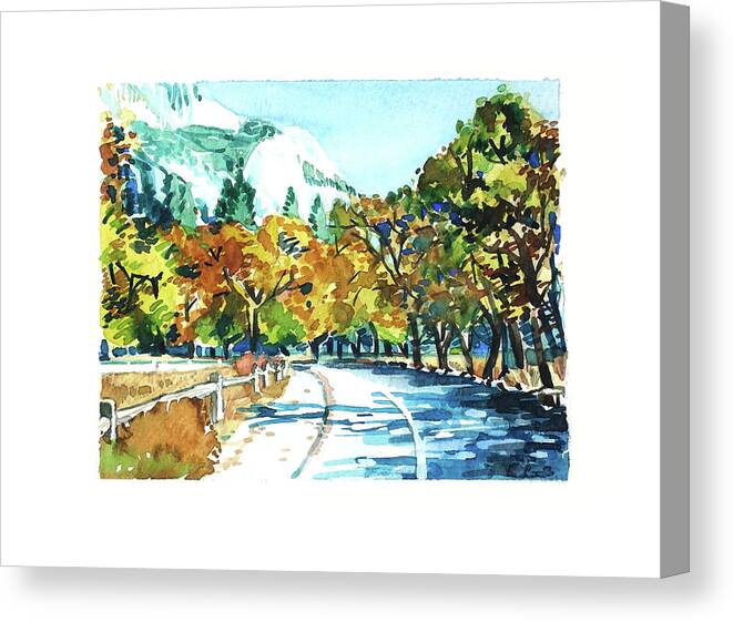  Valley River Canvas Print featuring the painting Yosemite Valley by Luisa Millicent