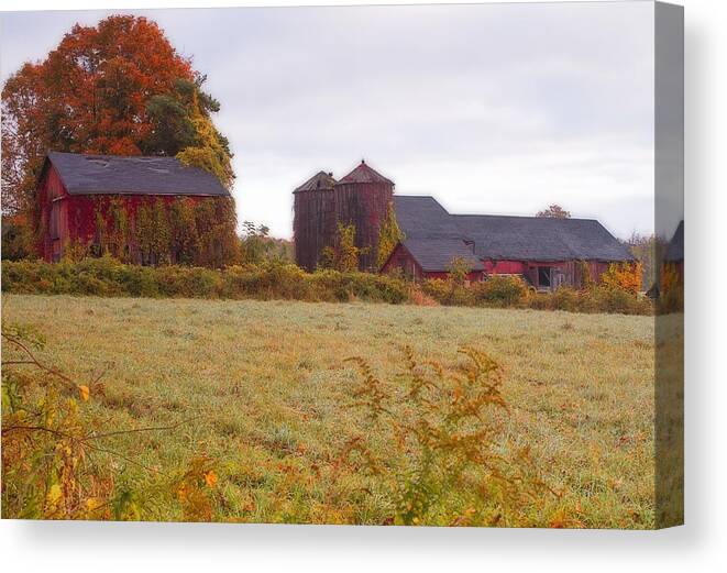 Red Barn Canvas Print featuring the photograph Abandoned Connecticut Farm by John Vose