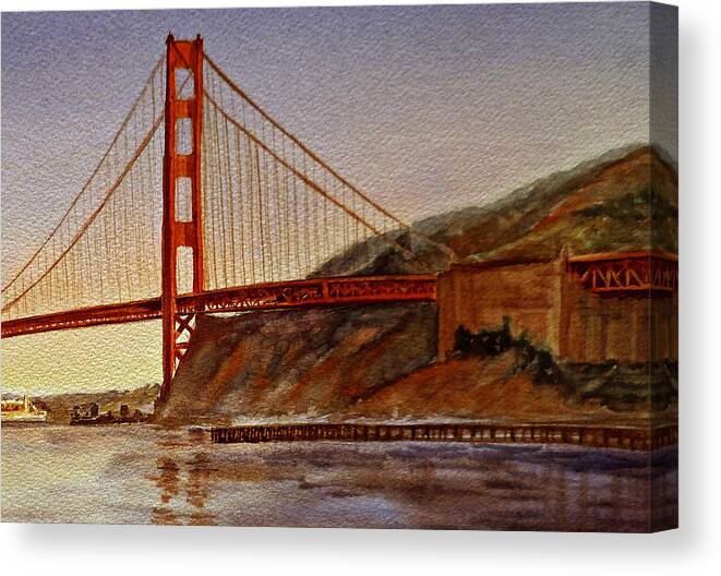 Golden Gate Canvas Print featuring the painting Golden Gate Bridge San Francisco California #2 by Irina Sztukowski