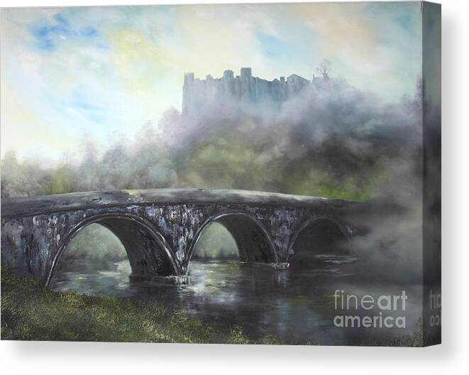 Ludlow Castle Canvas Print featuring the painting Ludlow Castle in a Mist by Jean Walker