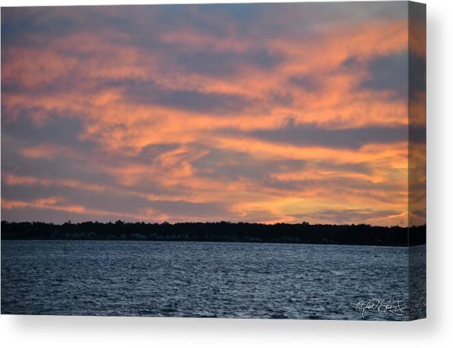 Sunset Canvas Print featuring the photograph 007 Awe in One Sunset Series at Erie Basin Marina by Michael Frank Jr
