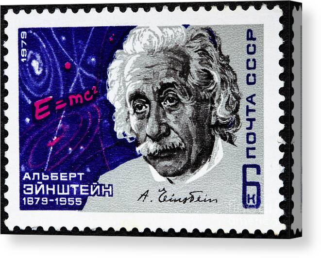 Albert Einstein Canvas Print featuring the photograph Albert Einstein Stamp by GIPhotoStock