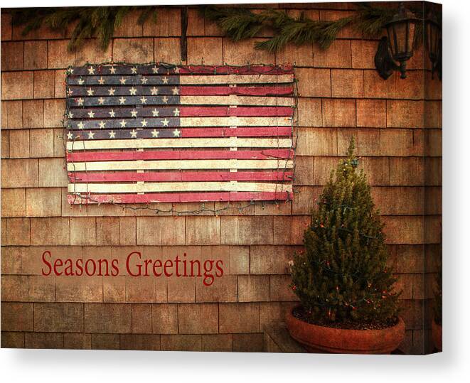 Flag Canvas Print featuring the photograph American Christmas by Cathy Kovarik