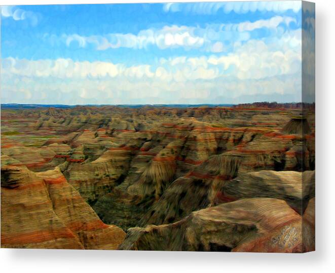 Canyon Canvas Print featuring the painting Badlands South Dakota #1 by Bruce Nutting