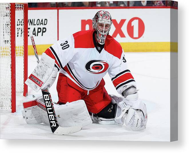 People Canvas Print featuring the photograph Carolina Hurricanes V Arizona Coyotes #1 by Christian Petersen