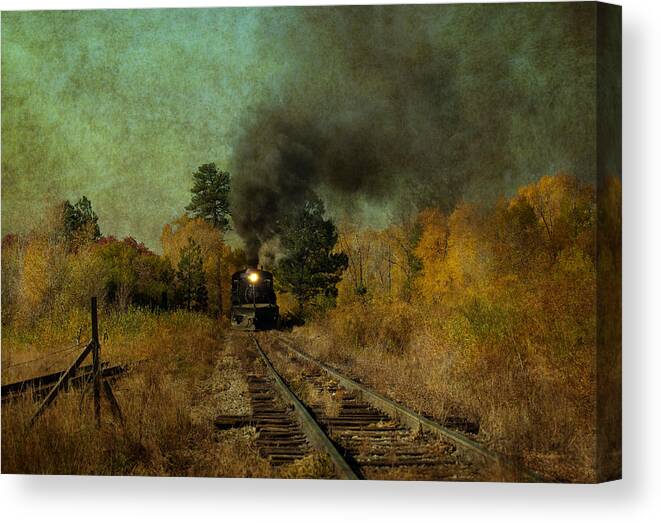 Trains Canvas Print featuring the photograph Coming up the tracks #1 by Carolyn D'Alessandro