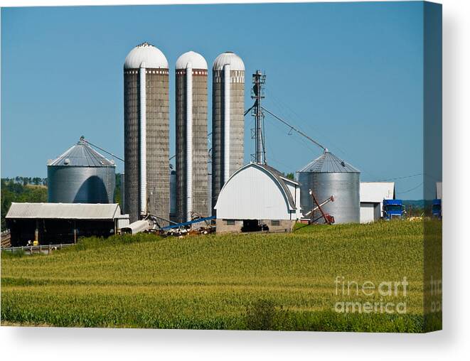 Agriculture Canvas Print featuring the photograph Farm With Silos #1 by Richard and Ellen Thane