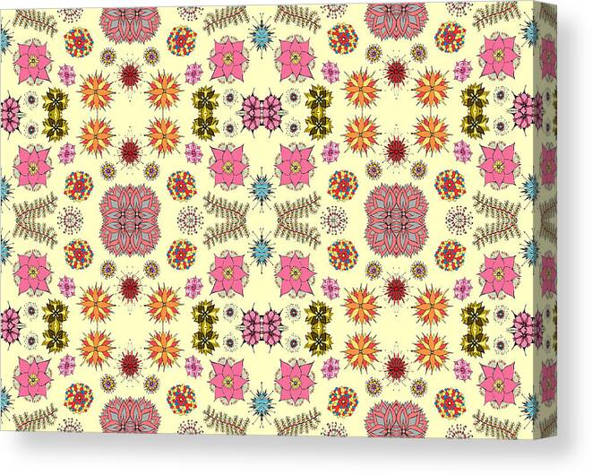Floral Canvas Print featuring the mixed media Floral burst #1 by Sumit Mehndiratta