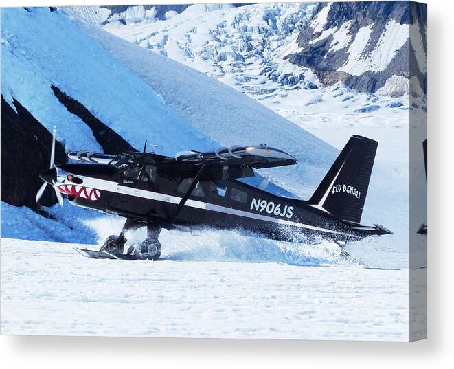 Airplane Canvas Print featuring the photograph Glacier Skid-in #1 by Carl Sheffer