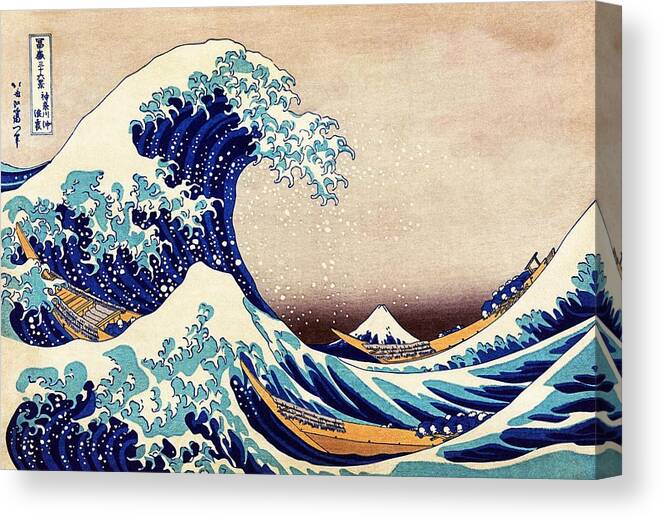 Great Wave Canvas Print featuring the painting Great Wave Off Kanagawa #1 by Katsushika Hokusai