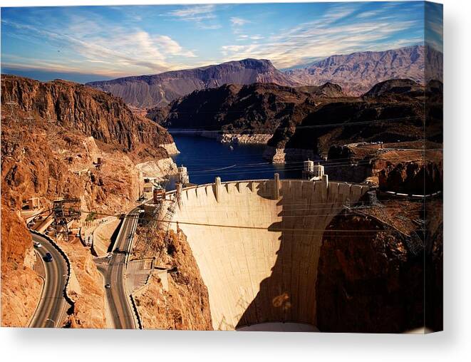 Hoover Dam Photo Canvas Print featuring the photograph Hoover Dam Nevada by Bob Pardue