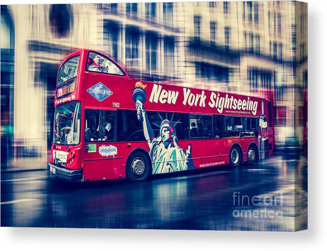 Nyc Canvas Print featuring the photograph hop on hop off through NYC by Hannes Cmarits
