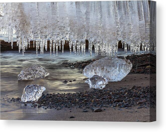 Ice Crystals Canvas Print featuring the photograph Jewels of Superior #2 by Mary Amerman