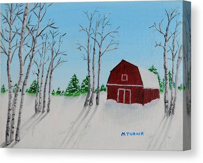 Barn Canvas Print featuring the painting Lonely Barn #1 by Melvin Turner