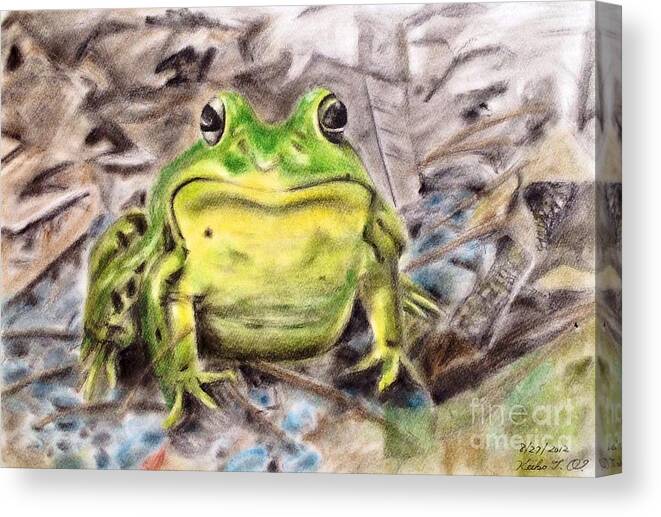 Frog Canvas Print featuring the drawing Lord of the swamp #1 by Keiko Olds