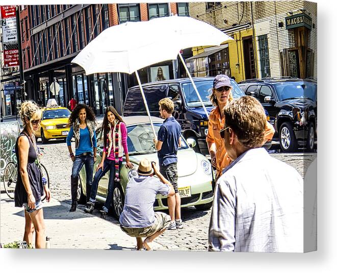 Cobblestones Canvas Print featuring the photograph Manhattan Photo Shoot #1 by Frank Winters