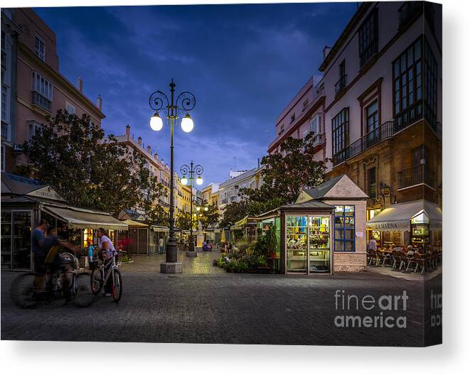 Andalucia Canvas Print featuring the photograph Plaza de las Flores Cadiz Spain #1 by Pablo Avanzini