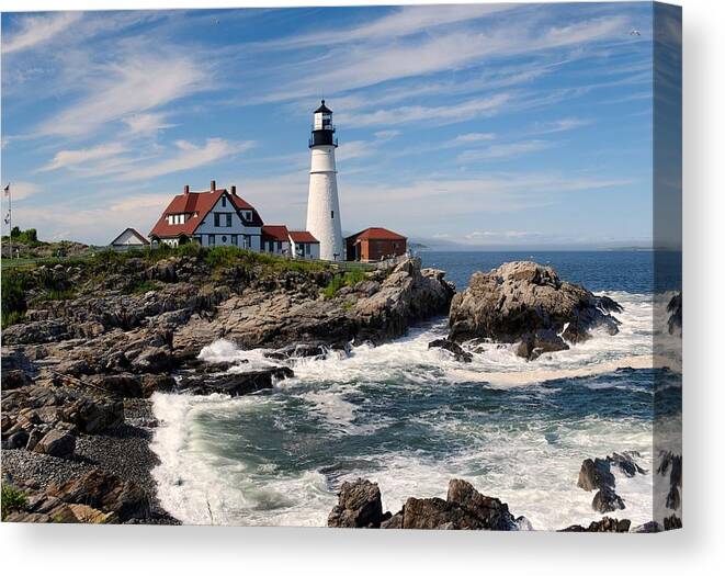 Portland Head Lighthouse Canvas Print featuring the photograph Portland Head Lighthouse #2 by Georgia Clare