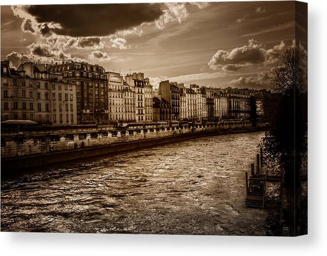 Paris Canvas Print featuring the photograph River Seine Paris #1 by James Bethanis