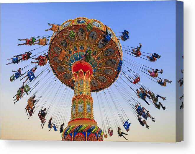 Carnival Canvas Print featuring the photograph Santa Cruz SeaSwing at Sunset 7 by Scott Campbell