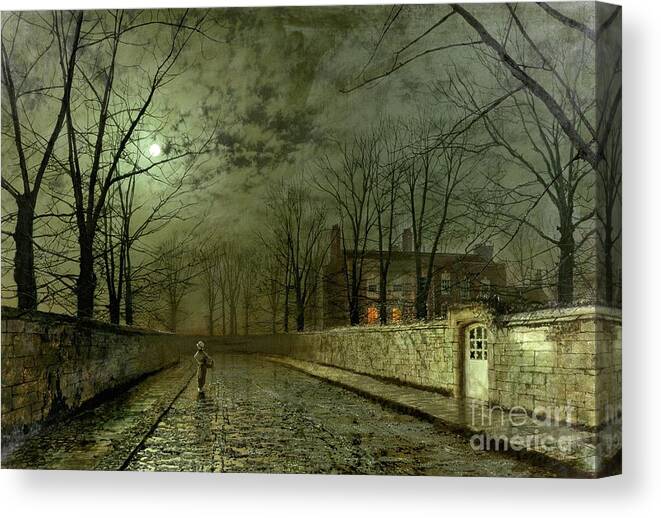 Alone Canvas Print featuring the painting Silver Moonlight by John Atkinson Grimshaw
