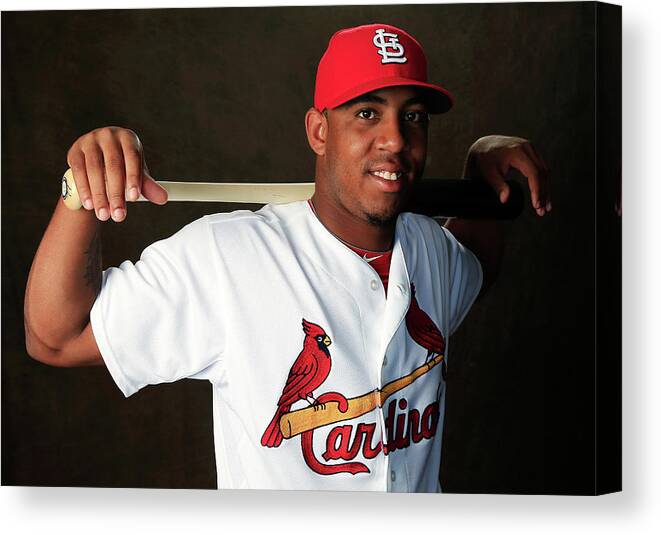 Media Day Canvas Print featuring the photograph St. Louis Cardinals Photo Day by Rob Carr