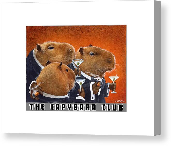 Will Bullas Canvas Print featuring the painting The Capybara Club... #1 by Will Bullas
