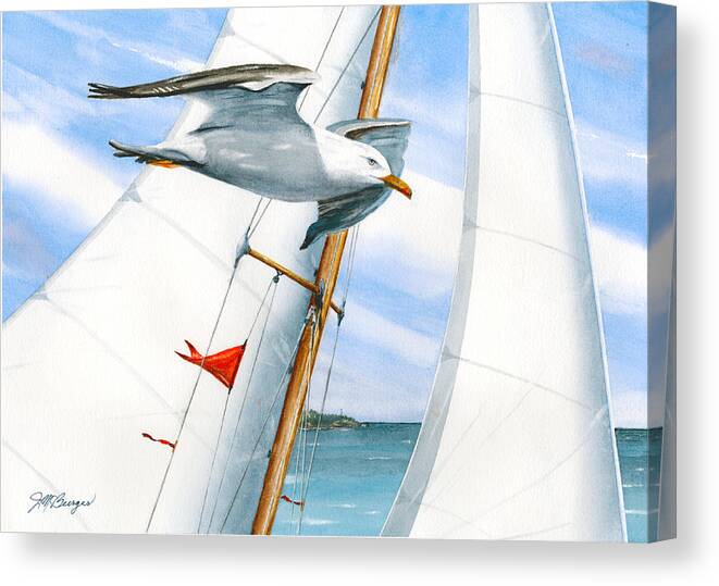 Gull Canvas Print featuring the painting The Escort by Joseph Burger