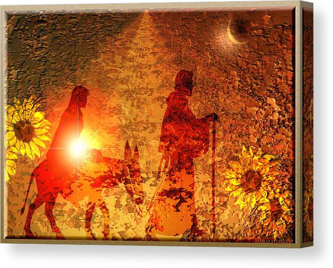 Symbolic Digital Art Canvas Print featuring the digital art The flight into Egypt #1 by Harald Dastis