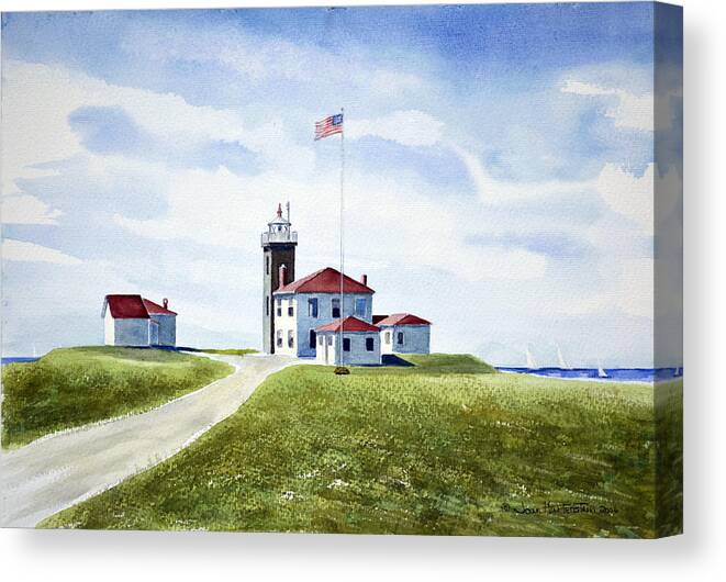 Watch Canvas Print featuring the painting Watch Hill RI Lighthouse #2 by Joan Hartenstein