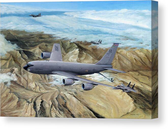 100th Arw Flagship Canvas Print featuring the painting 100th ARW Flagship by Kenneth Karl
