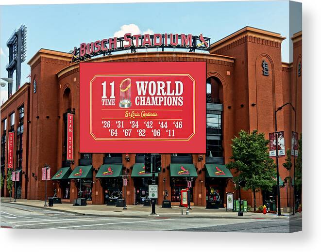 St. Louis Cardinals Canvas Print featuring the photograph 11 Time World Champion St Louis Cardnials DSC01294 by Greg Kluempers