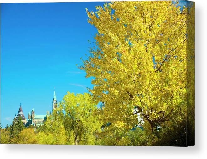 Victoria Island Canvas Print featuring the photograph Parliament #12 by Dennis Mccoleman