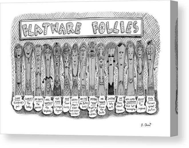 Silverware Canvas Print featuring the drawing New Yorker May 14th, 2007 by Roz Chast
