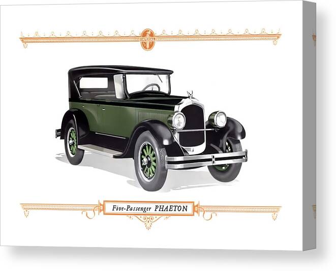 1926 Chrysler Phaeton Canvas Print featuring the digital art 1926 Chrysler Phaeton by Walter Colvin