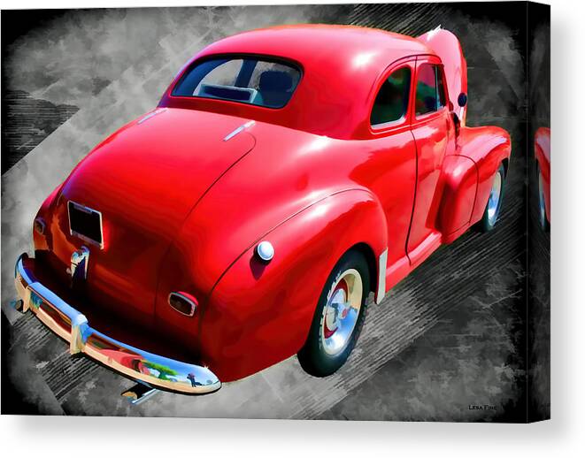 1948.chevy.chevrolet Canvas Print featuring the mixed media 1948 Series 2100 FK Fleetmaster Gangster Red on Asphalt by Lesa Fine