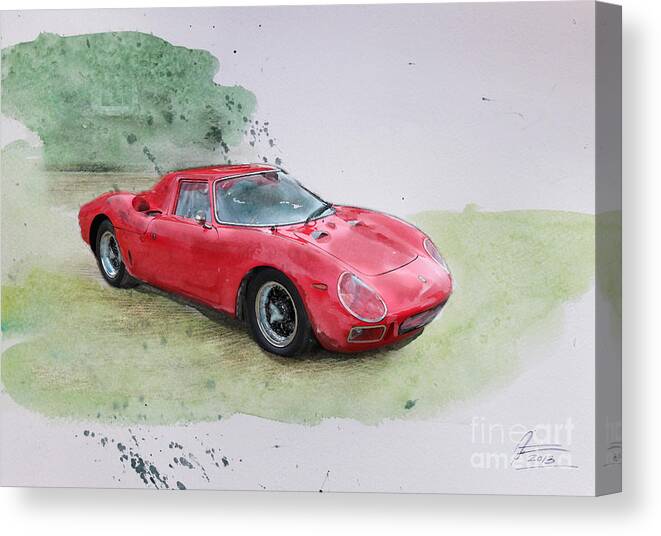 1964 Canvas Print featuring the mixed media 1964 Ferrari 250LM by Roger Lighterness