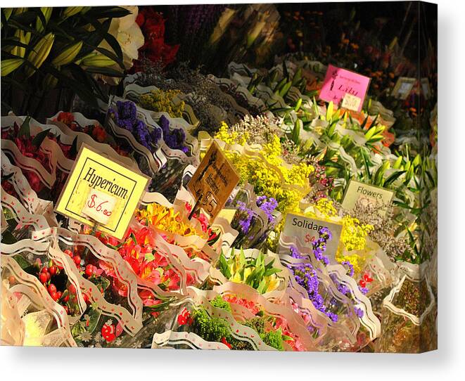 Flowers Canvas Print featuring the photograph Flowers For Sale #2 by Judy Salcedo