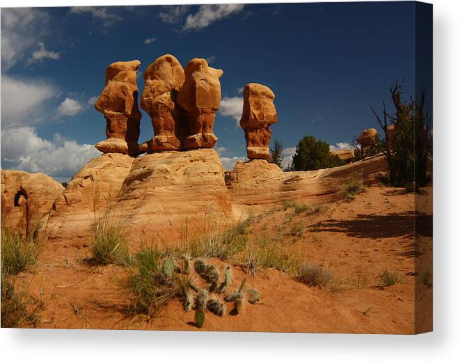 Hoodoo Canvas Print featuring the photograph Hoodoos in Devils Garden in Grand Staircase Escalante National Monument #2 by Jean Clark