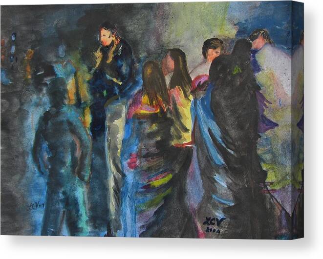 Ladies Canvas Print featuring the painting Ladies Dancing in Pakistan #2 by Lucille Valentino