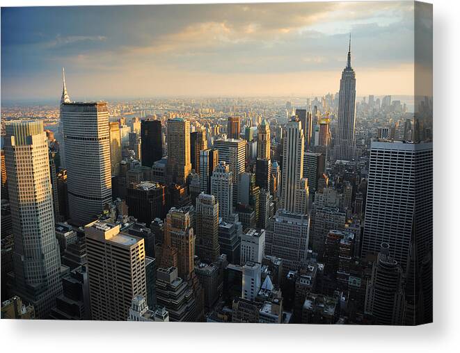 New York City Canvas Print featuring the photograph New York City Skyline #2 by Songquan Deng