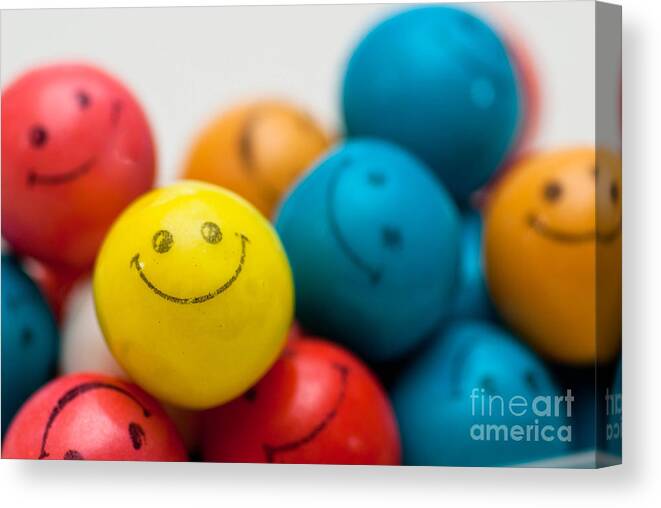 Ball Canvas Print featuring the photograph Smiley Face Gum Balls #2 by Amy Cicconi