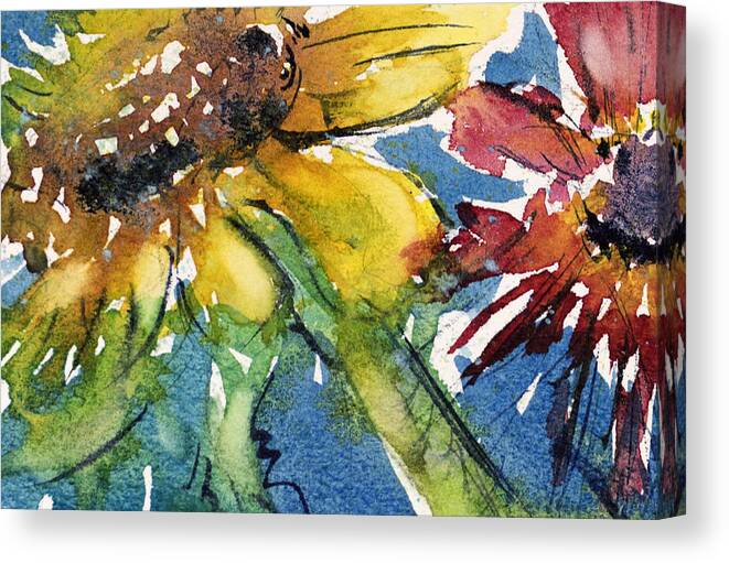 Flower Canvas Print featuring the painting Sunflower #2 by Judith Levins
