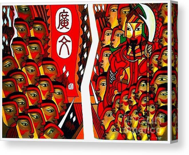 Figurative Paintings Canvas Print featuring the painting Warriors by Fei A