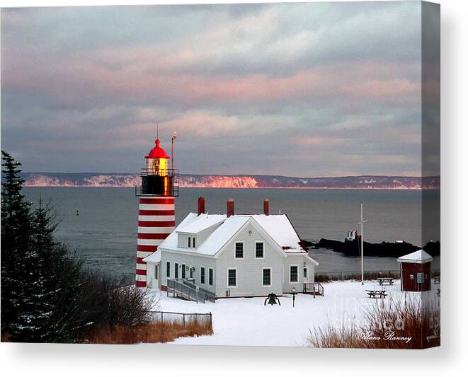 Quoddy Head Lighthouse Canvas Print featuring the photograph West Quoddy Head Lighthouse #2 by Alana Ranney