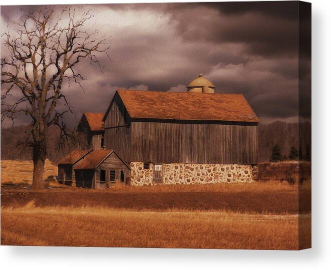 Landscape Canvas Print featuring the painting Wisconsin Barn #2 by Jack Zulli