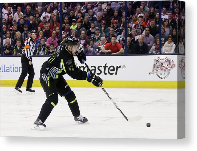 Scoring Canvas Print featuring the photograph 2015 Honda Nhl All-star Game by Bruce Bennett
