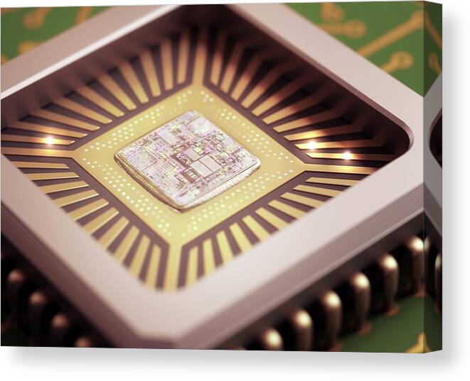 Artwork Canvas Print featuring the photograph Microchip #3 by Ktsdesign